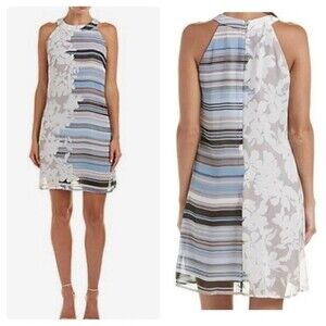 Taylor beautiful gray blue and black chiffon halter dress size 6